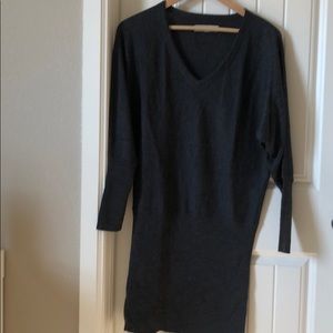 Grey knit sweater dress with dohlman sleeves